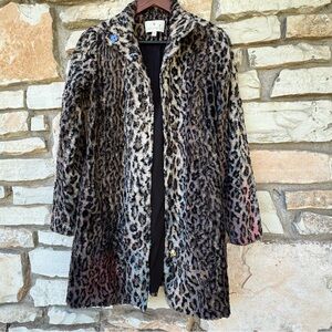 ETCETERA Faux Fur Leopard Print Punk Rock Coat Size 0